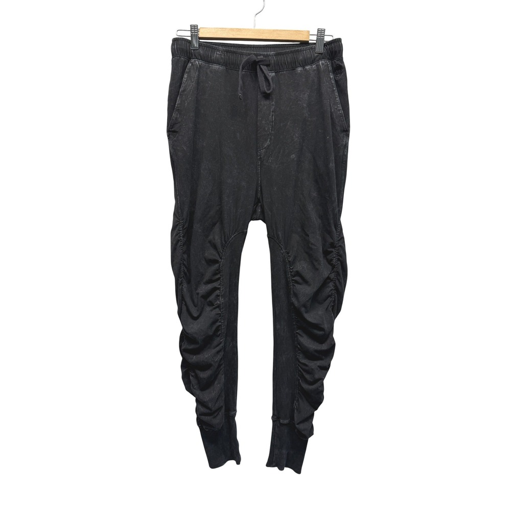 Free People FP Movement Ruched Joggers Faded Black Acid Wash Small Harem